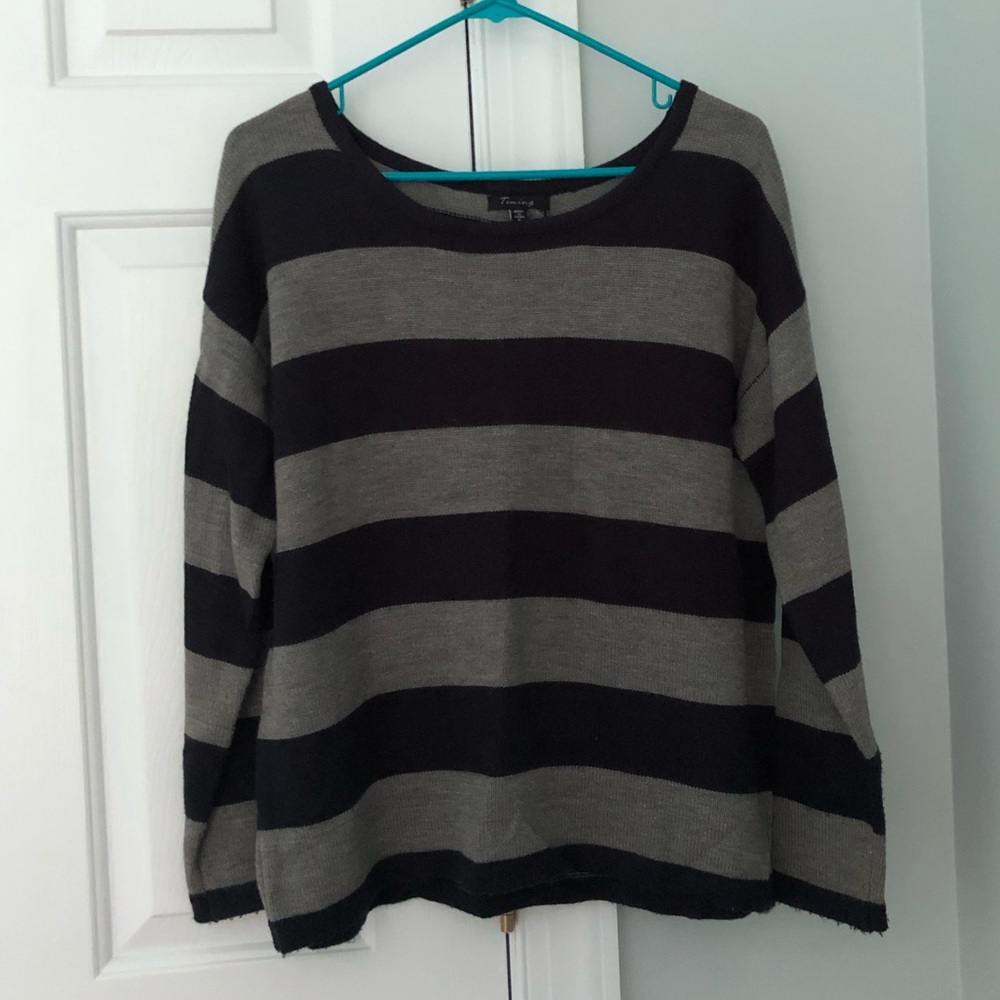 Navy and Grey Sweater w/ Button Detailing on back